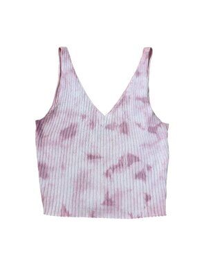 RVCA Women’s Pink Tie Dye Ribbed Knit Crop Tank Top Size Small